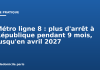 Métro ligne 8 : plus d’arrêt à République pendant 9 mois, jusqu’en avril 2027 Métro ligne 8 : plus d'arrêt à République pendant 9 mois, jusqu'en avril 2027