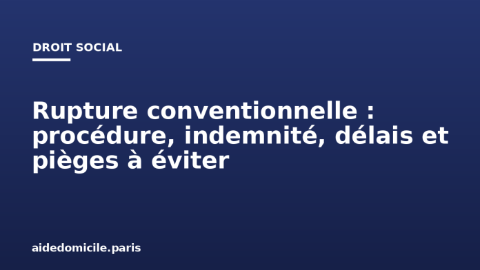 Rupture conventionnelle : procédure, indemnité, délais et pièges à éviter