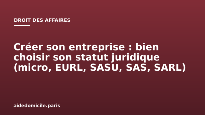 Créer son entreprise : bien choisir son statut juridique (micro, EURL, SASU, SAS, SARL)