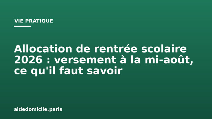 Allocation de rentrée scolaire 2026 : versement à la mi août, ce qu'il faut savoir Allocation de rentrée scolaire 2026 : versement à la mi-août, ce qu'il faut savoir