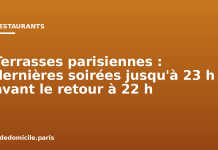 Terrasses parisiennes : dernières soirées jusqu’à 23 h avant le retour à 22 h Terrasses parisiennes : dernières soirées jusqu'à 23 h avant le retour à 22 h