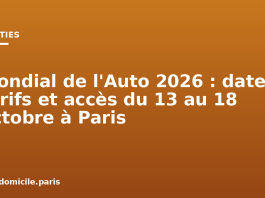 Mondial de l’Auto 2026 : dates, tarifs et accès du 13 au 18 octobre à Paris Mondial de l'Auto 2026 : dates, tarifs et accès du 13 au 18 octobre à Paris