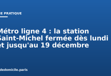 Métro ligne 4 : la station Saint-Michel fermée dès lundi et jusqu’au 19 décembre Métro ligne 4 : la station Saint-Michel fermée dès lundi et jusqu'au 19 décembre