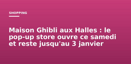 Maison Ghibli aux Halles : le pop-up store ouvre ce samedi et reste jusqu’au 3 janvier Maison Ghibli aux Halles : le pop-up store ouvre ce samedi et reste jusqu'au 3 janvier