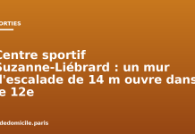 Centre sportif Suzanne-Liébrard : un mur d’escalade de 14 m ouvre dans le 12e Centre sportif Suzanne-Liébrard : un mur d'escalade de 14 m ouvre dans le 12e